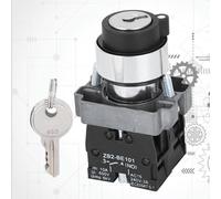 LUCKDANO 2 Positions Key Lock Switch, High Thickness Silver for Iron Base Material with Modular Structure and Impact, Long Life Contacts for Self,Locking Operation Structure, Easy