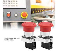 LUCKDANO 2PCS Red Emergency Stop Switch Button 22MM Heavy Duty Design Push to Stop Twist to Reset 10A 240V Ideal for Industrial Control Systems