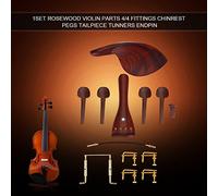 LUCKDANO 4/4 Violin Fittings, Violin Accessories Tailpiece Pure Manual Hand Rosewood + Brass Chinrest Pegs Tailpiece Tunners Endpin for /