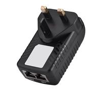 LUCKDANO 48V 0.5A POE Injector Ethernet Adapter Wall Mountable for IP Phone Camera Wireless Access Point with Short Circuit Over-Current (UK Plug)