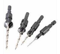 LUCKDANO 4pcs Countersink Drill Bit Set with Adjustable Tapered Drill Bits & Mini Hex Wrench | High-Speed Steel and Carbon Steel Woods Drilling Tool | Quick Change Hex Shank | Perfect for