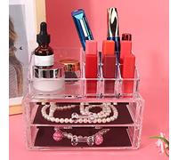 LUCKDANO Acrylic Nail Art Storage Case Multi Functional Transparent Cosmetic Organizer Box with Drawers for Makeup Nail Tools Accessories HD Clear Visible Design Safe Free (B)