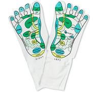 LUCKDANO Acupressure Reflexology Socks - Premium Cotton Foot Massage Socks with Area Diagrams - Enhance & Reduce Stress One Size Fits All (White)