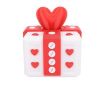 LUCKDANO Annoying Present Box 3.94-inch Angry Gift Box with Screws, 3D Printed Funny Screw, Christmas Birthday Office Desk Ornament, Pink and White (Red White)