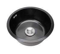 LUCKDANO Black Compact Sink Undermount Small Kitchen Sink Professional Nano Black Stainless Steel Single Bowl Kitchen Bar - 15.7in Diameter for Modern Kitchens