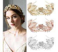 LUCKDANO Bridal Headband 2 Pcs Alloy Metal Leaf Crown Vine Headband | Elegant Leaf Tiara for Weddings, Proms, and Themed Parties | Lightweight Gold/Silver Accessory for Girls & Women (Gold + silver)