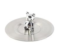 LUCKDANO CUTE BEAR CUP COVER STAINLESS STEEL ARTISTIC LID ROUND EDGES GLOSSY MUG GLASS CUP (Silver)