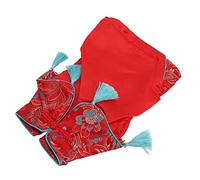 LUCKDANO Dog New Years Outfit, Dog Dress Costume Cheongsam Satin Clothes Pet Costume Tang Suit for Small Medium Large Pet Puppy Cat (XS)