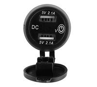 LUCKDANO, Dual USB Dual USB Car Lighter Socket with Voltmeter 12-24V 2.1 2.1A for Cars, Boats, ATVs, Charging Adapter with Blue Indicator (Blue)