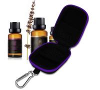 LUCKDANO Essential Oil Storage Case Portable Mini Travel Bag for 6 Bottles 5ml Cushion Separated Grids Compact Body Red Purple Blue Black Rose Pink Applicable Suit for (Violet)