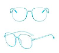 LUCKDANO Eyeglass Blocking Spectacle - Trendy Polygon Design for Men & Women - Comfortable Silicone Nose Rest Scratch Resistant Perfect Fashion Accessory & Gift Idea (Transparent Blue)