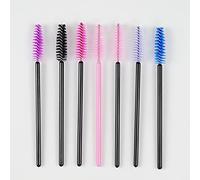 LUCKDANO Eyelash Brush, Disposable Spiral Flexible Makeup Brush for Eyelashes and Eyebrows, Adjustable Curvature with Soft and Firm Bristles (Gold Wand Black Head)