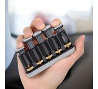 LUCKDANO Finger Trainer Hand Variable Hand Finger Strength Tension Exerciser Grip Trainer for Piano and Guitar - Durable & Adjustable 3-8.5lb Exerciser with 5 Keys for Warm-Ups (Grey White)