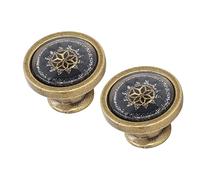 LUCKDANO Furniture Hardware Handle Premium Zinc Alloy Round Knob - 2 Sets Antique Furniture Hardware Handle, Elegant Single Hole Cabinet Door, Copper Black Finish (Copper Black)