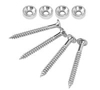 LUCKDANO Guitar Neck Screws, Guitar String Ferrules Neck Shims with Screw Accessory 4 Sets Joint Bushing Set Metal Ferrule Screw/Fastener for Electric Bass (Silver)