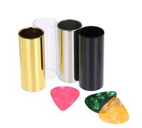 LUCKDANO Guitar Slide, Guitar Finger Picks Slides For Electric with 3 Picks 4pcs 60MM Bars Finger For Bass Ukulele String Instrument Accessories