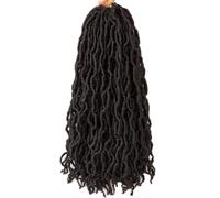 LUCKDANO Gypsy Locs Wig 18 Inch Synthetic Braiding Hair Extensions 24 Strands Lightweight and Comfortable for All Day Wear with Looking Wavy Dreadlock Wigs Black (4)