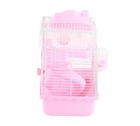 LUCKDANO Hamster Travel Cage, Gerbil Cage Guinea Pig with Numerous Wire Mesh Grids 2 Tier Removable Hamster Large Space High Chassis for, Guinea Pigs, Rabbits, Golden Bears (Roseate)