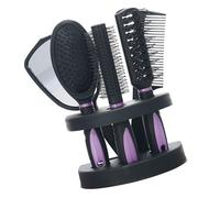 LUCKDANO Healthcom 5PCS Professional Hairbrush and Mirror Set Includes a Flat Comb, a Round Brush, a Massage Comb, and a Conditioning Suitable for All Hairstyles, It's Easy for Both (Purple)