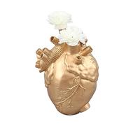 LUCKDANO Heart Vase, Decorative Vases Unique Flower Resin Sculpture Heart Shaped Art Flower Creative Anatomical for Living Room (Gold)