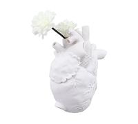 LUCKDANO Heart Vase, Decorative Vases Unique Flower Resin Sculpture Heart Shaped Art Flower Creative Anatomical for Living Room (White)