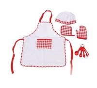 LUCKDANO Kids Adjustable Cotton Chef Apron Set with Strap Hat, Kids Cooking and Baking Chef Set for Girls Toddler