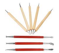 LUCKDANO Leatherworking Tool Set, Leather Carving Tools Embossing Carving 8Pcs Handmade Leather Craft Spoon Double Head Point Drill Pen Kit Set