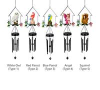 LUCKDANO LED Solar Wind Chimes - Outdoor Hanging Wind with Warm White Light, Beautiful Garden Decor for Home, Original Designs - Owl, Angel, or Squirrel (Type 1)