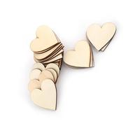 LUCKDANO Love Heart Shape Wooden Embellishments - 100 Pieces, 10mm to 80mm Sizes, Perfect for Crafting, Card Making, Scrapbooking & Wedding Decorations (40mm)