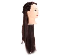 LUCKDANO Mannequin Head Hair Mannequin Head - Dark Brown Hair Braiding Practice with Makeup for Hairdressing Training - High Temperature Synthetic Material