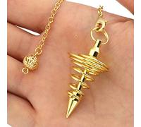 LUCKDANO Metal Spiritual Pendulum for Divination | Durable Healing Pendulum with Chain | Perfect for Chakra Tests & Decision Making | Various Color Options (Gold)