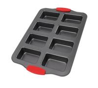 LUCKDANO Mini Loaf Pan 8-Cavity Mini Bread Baking Pan, Carbon Steel Non-Stick Rectangular Bread Baking with Silicone Handle, Suitable for Brownies and Cheesecakes