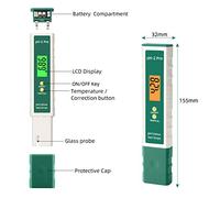 LUCKDANO PH-2 Pro Digital Water Quality Analyzer, 0.01 Accuracy, PH Value Test Pen, -2.00~16.00 Measurement Range, Backlit Display, Suitable for Aquariums, and Laboratory