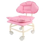 LUCKDANO Pink Rolling Stool Swivel Chair Portable Backrest Stool with Wheels for Home Office - Ergonomic Design, Ideal for All Occasions, Easy Move, 55x40x34cm