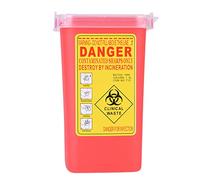 LUCKDANO Plastic Sharps Container 1L Puncture Flip Top Lid Needle Disposal Box with Biohazard Waste Design for Disposable Supplies (Pink)