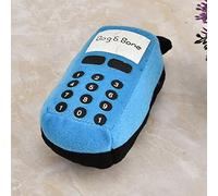 LUCKDANO Plush Cell Phone Pet Chew Toy Interactive Teether Squeaky Toy (Blue)