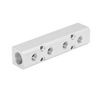 LUCKDANO Pneumatic Manifold Air Distribution Block Connector Splitter G1/2 Input G1/4 Output 30x30mm, Resistant High Pressure Aluminum Block for Air Pumps and Engineering Projects (SY30-02-4F)