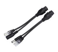 LUCKDANO POE Adapter Cable Non-Standard Injector Splitter DC 12V for Efficient Power/Data Separation, Compatible with IEEE 802.3af/at - 2 Pieces Included (Black)