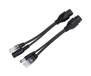 LUCKDANO POE Adapter Cable Non-Standard Injector Splitter DC 12V for Efficient Power/Data Separation, Compatible with IEEE 802.3af/at - 2 Pieces Included (Black)