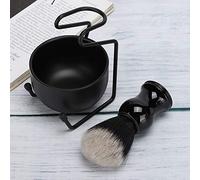 LUCKDANO Professional Beard Shaving Kit Stand Holder With Soap Bowl And Brush Premium Durable Iron Alloy Stand Stainless Steel Bowl Nylon Brush For Men Grooming Essentials (3pcs)