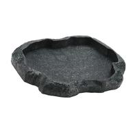 LUCKDANO Resin Durable Reptile Bowl Feeder for Tortoise & Lizard - ABS Material, Easy to Clean, Natural Rock Design, Safe & Versatile Feeding Solution - Green S Size (M)