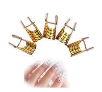 LUCKDANO Reusable Nail Extension Guide | Adjustable French Nail Mold Tips | Durable Aluminum Forms for UV Gel Extensions | Professional & DIY Friendly | Pack of 5 (Golden)