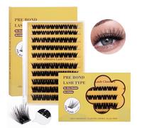 LUCKDANO Self Adhesive False Eyelashes, Glue Individual Lash Clusters Kit with 10mm 12mm 14mm 16mm Lengths for Looking Eyelash Extensions (MJ10-06)