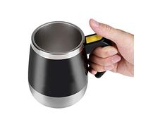 LUCKDANO Self Stirring Mug Electric Stainless Steel Self Mixing Cup - Magnetic Stirring Coffee Mug, Spill-Proof, Travel-Friendly Design, 13x9.3x6.5 Cm (Black)
