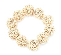 LUCKDANO Sepak Takraw Toy for Parrots - 100% Natural Rattan, Non- Chew Toy for Pets, Pack of 10 (3CM original color)