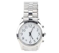 LUCKDANO Speaking Watch, Large Clear Voice Watch, Analog Talking Watch with Alarm for Low Vision, Blind People, Visually Impaired Elderly(Silver)