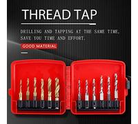 LUCKDANO Thread Tap Set, Thread Tap Tool Drill And Bit Set HSS Screw 12PCS M3-M10 Hex Shank Plated Inch Drill Bits