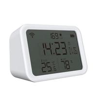 LUCKDANO WiFi Temperature Humidity Light Detection Alarm Clock - 4 in 1 Intelligent Sensors for Home, Office, and More - Remote Monitoring Via APP Large LCD Display Versatile Use