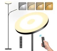 LUCKEA LED Uplighter Floor Lamp Living Room 42W - 2700K-6500K Color Temperature, Dimmable Brightness, Modern Standing Lamp with Remote Control & Touch Control, Stable Base, 175cm Tall