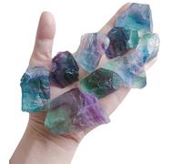 Luckeeper 1 lb Rough Crystals Bulk Raw Rainbow Fluorite Healing Stones for Tumbling, Wire Wrapping, Wicca Reiki,Meditation